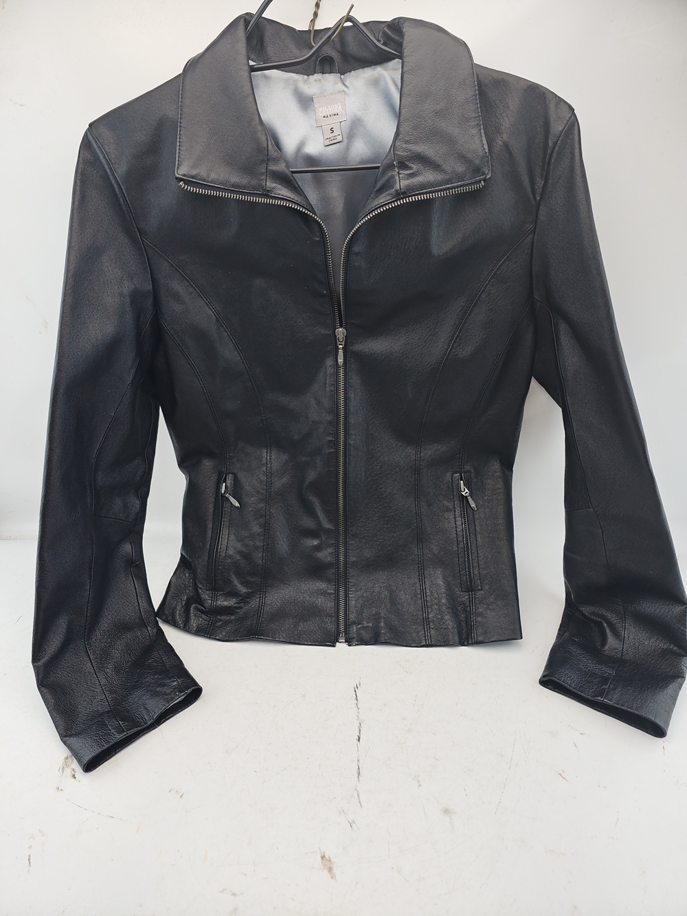 Wilsons Leather Black Leather Zip-Front Jacket